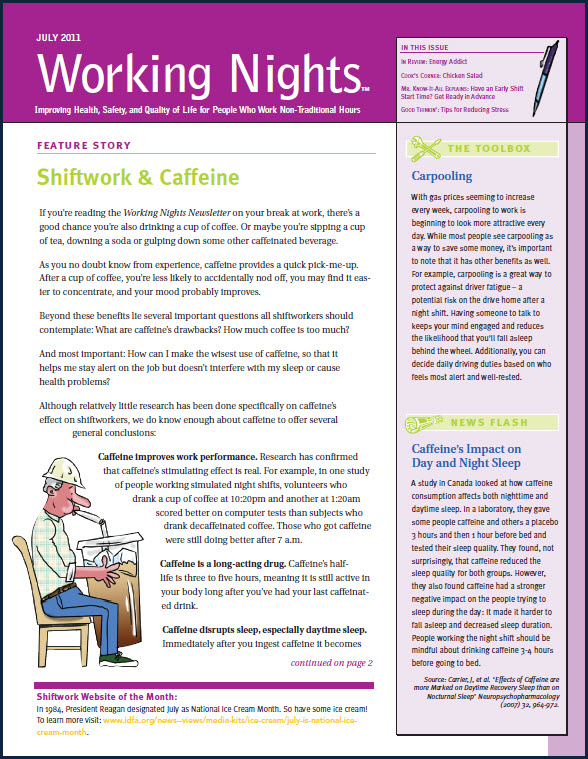 Sample - Working Nights™ Newsletter for Shift Workers - Circadian